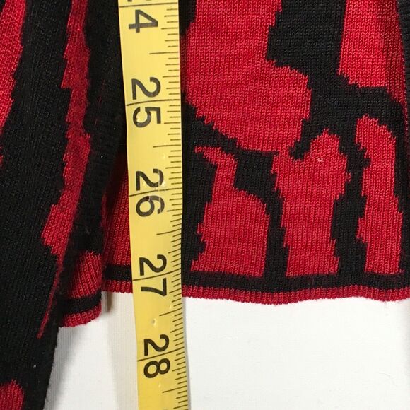 Variations Womens Size Medium Open Front Red Black Light Knit Cardigan Sweater - Picture 8 of 14